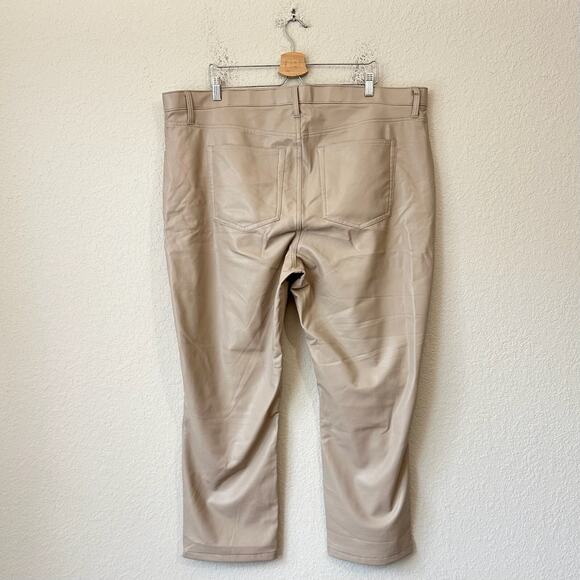 ABERCROMBIE & FITCH The 90s Straight Pants Beige Vegan Leather NWT - Picture 2 of 15